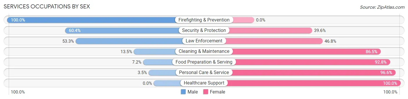 Services Occupations by Sex in Belle Haven