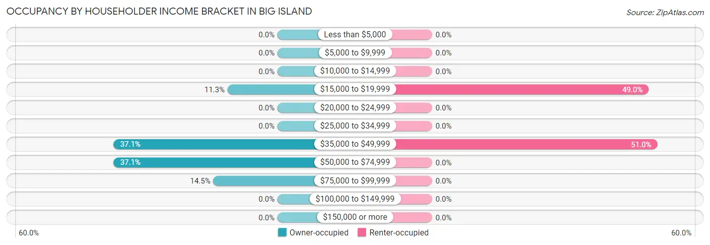 Occupancy by Householder Income Bracket in Big Island