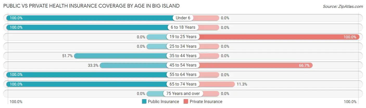 Public vs Private Health Insurance Coverage by Age in Big Island
