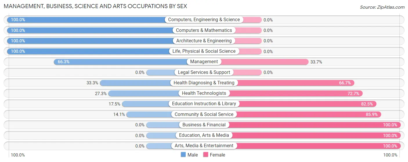 Management, Business, Science and Arts Occupations by Sex in Bowling Green