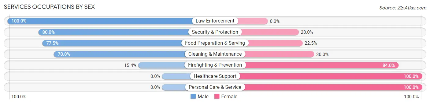 Services Occupations by Sex in Bowling Green