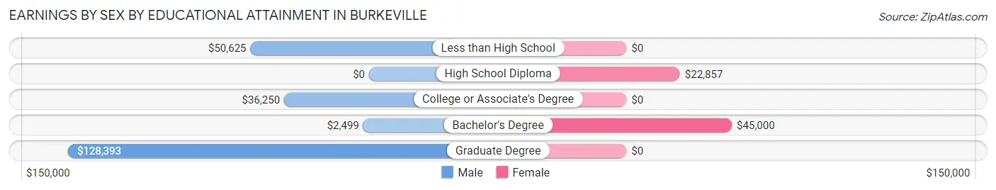 Earnings by Sex by Educational Attainment in Burkeville