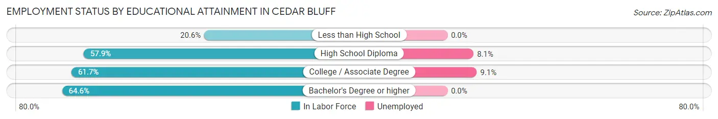 Employment Status by Educational Attainment in Cedar Bluff