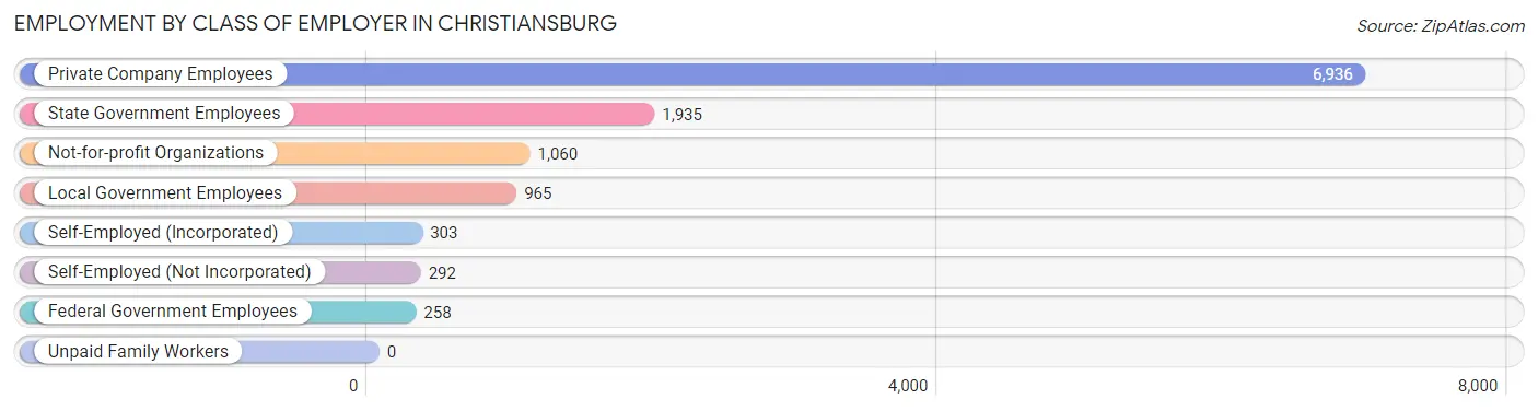 Employment by Class of Employer in Christiansburg