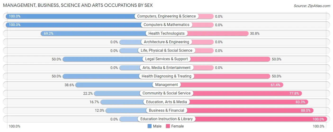 Management, Business, Science and Arts Occupations by Sex in Clintwood