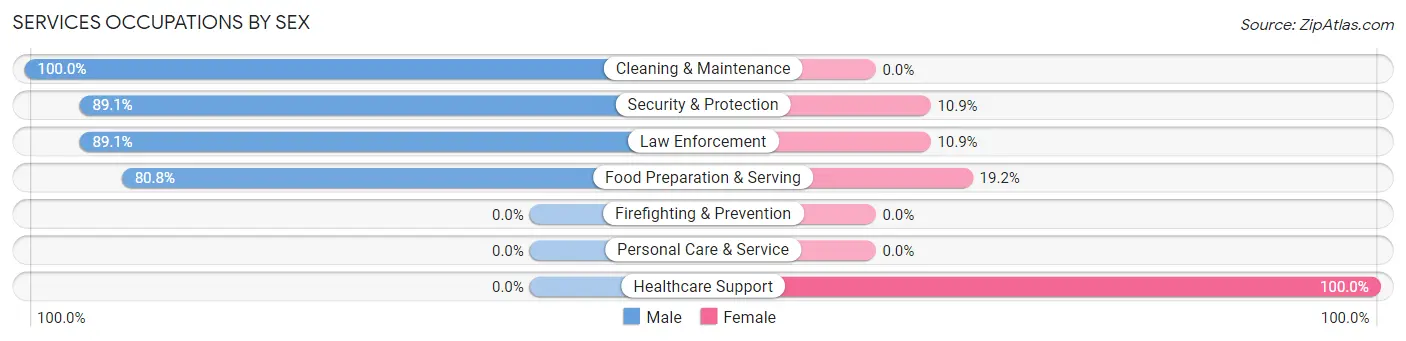 Services Occupations by Sex in Clintwood
