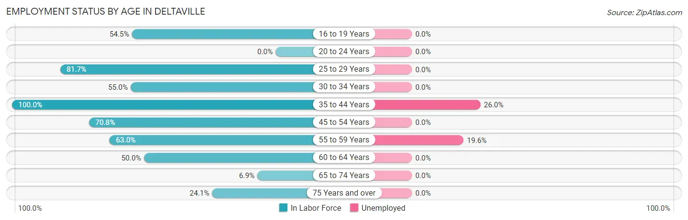 Employment Status by Age in Deltaville
