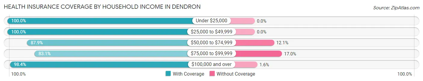 Health Insurance Coverage by Household Income in Dendron