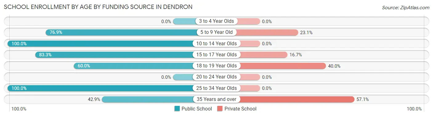 School Enrollment by Age by Funding Source in Dendron