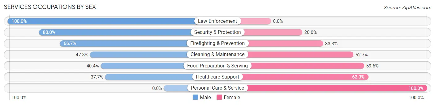 Services Occupations by Sex in Farmville