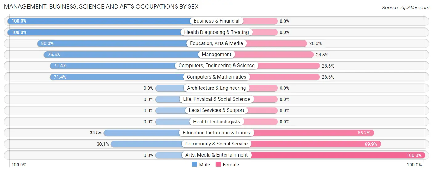 Management, Business, Science and Arts Occupations by Sex in Ferrum