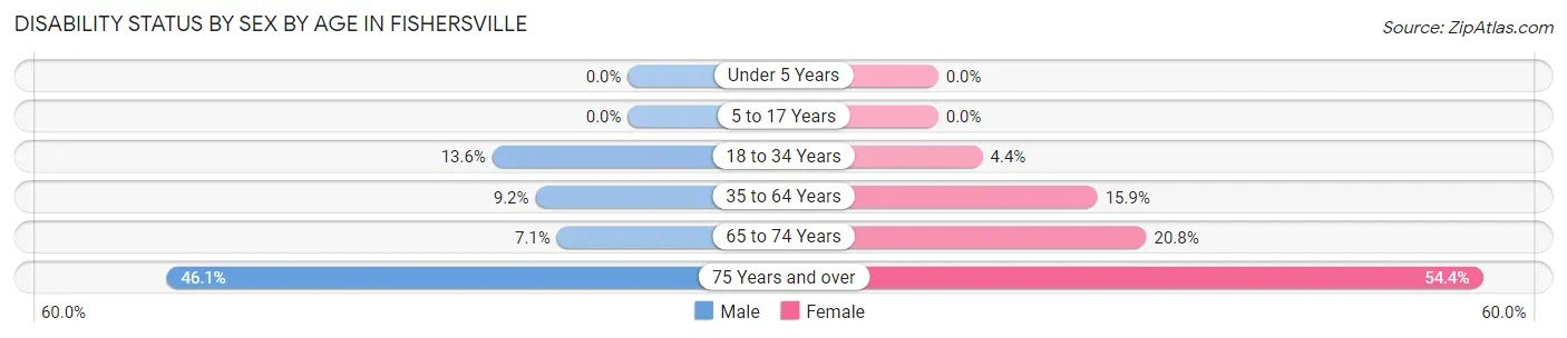 Disability Status by Sex by Age in Fishersville