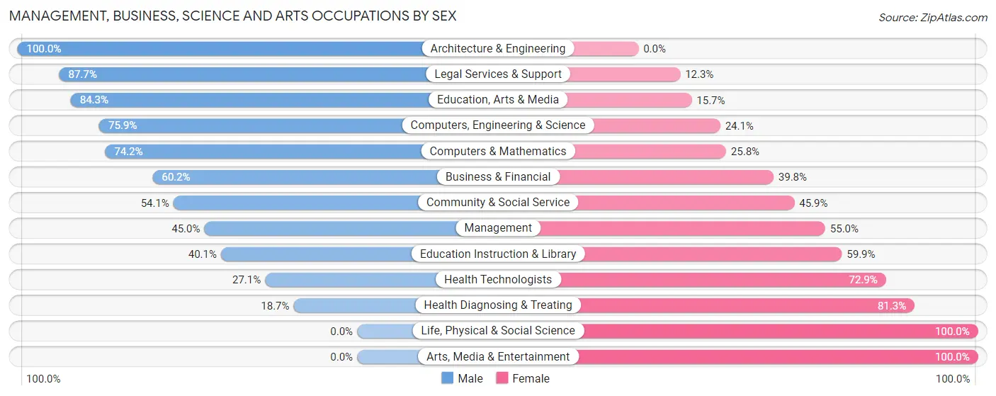 Management, Business, Science and Arts Occupations by Sex in Fishersville