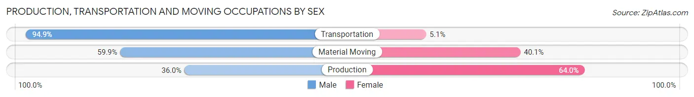 Production, Transportation and Moving Occupations by Sex in Fishersville