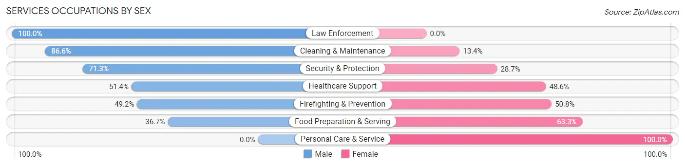 Services Occupations by Sex in Fishersville