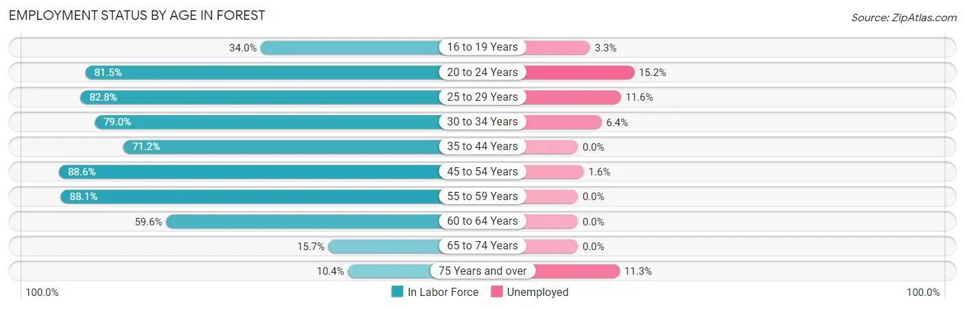 Employment Status by Age in Forest