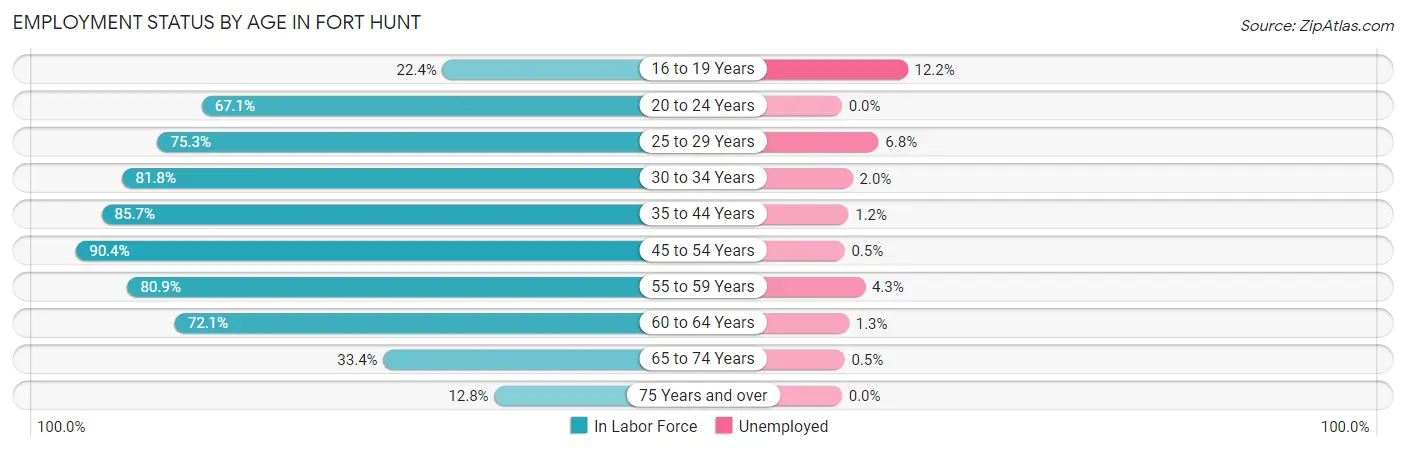 Employment Status by Age in Fort Hunt