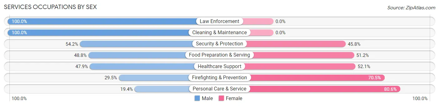 Services Occupations by Sex in Great Falls