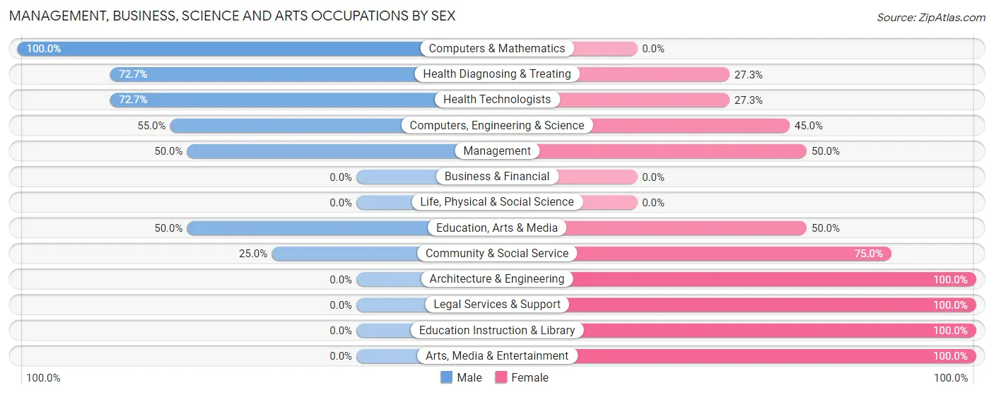 Management, Business, Science and Arts Occupations by Sex in Grundy