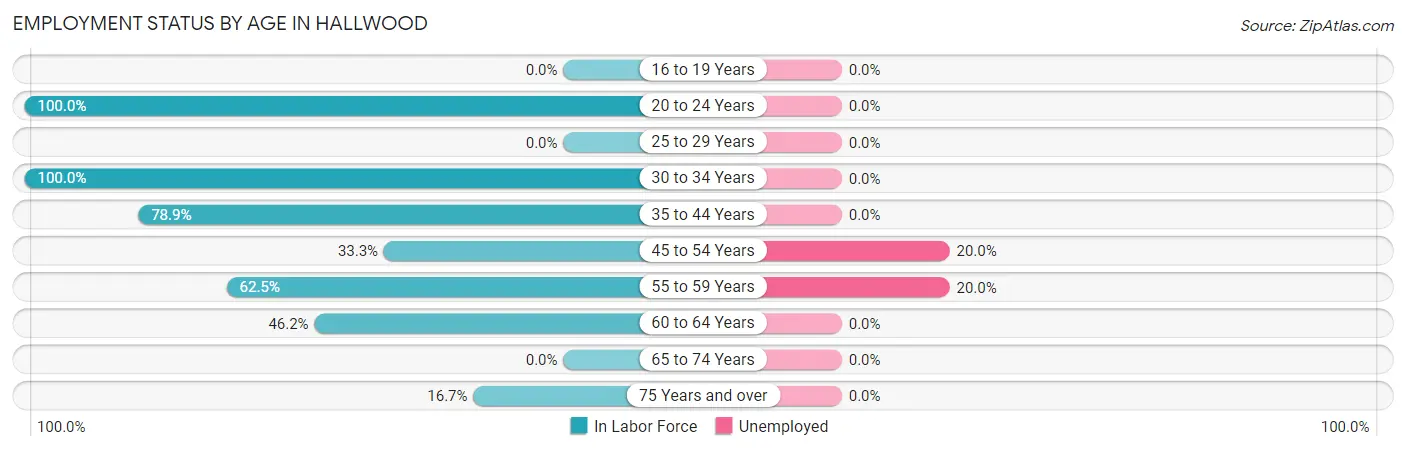 Employment Status by Age in Hallwood