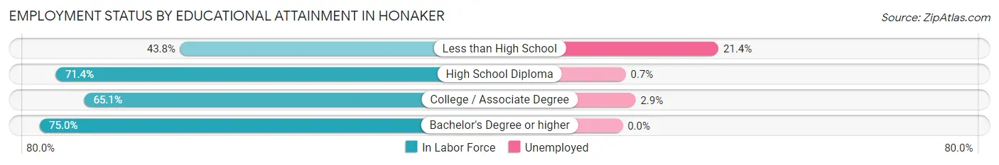 Employment Status by Educational Attainment in Honaker