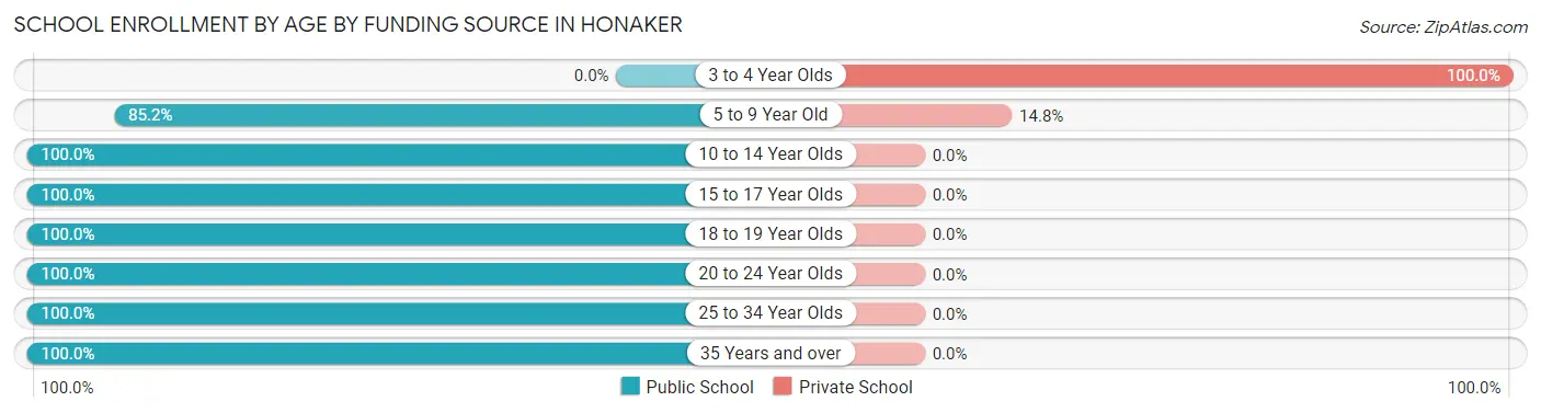 School Enrollment by Age by Funding Source in Honaker