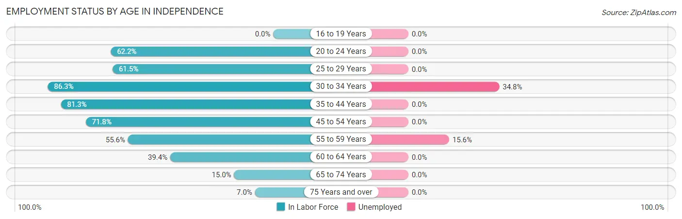 Employment Status by Age in Independence