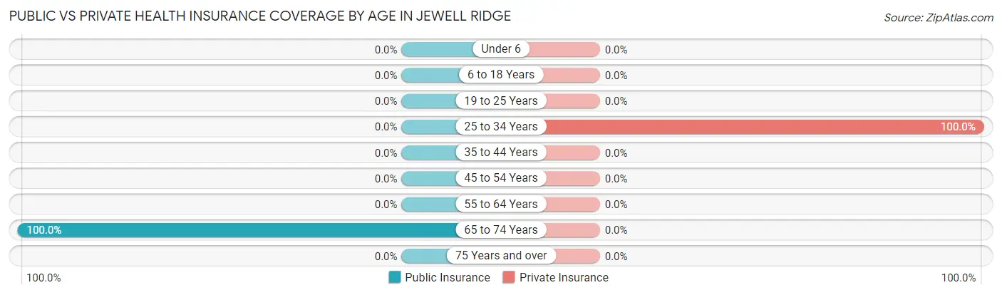 Public vs Private Health Insurance Coverage by Age in Jewell Ridge