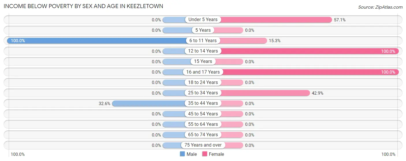 Income Below Poverty by Sex and Age in Keezletown