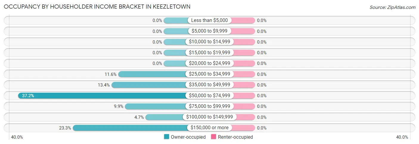 Occupancy by Householder Income Bracket in Keezletown