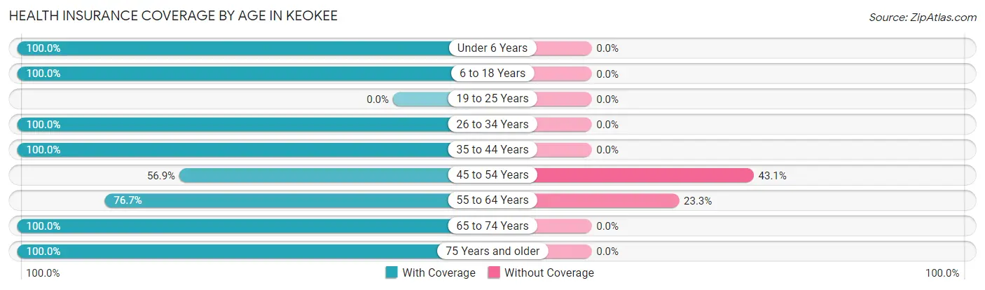Health Insurance Coverage by Age in Keokee