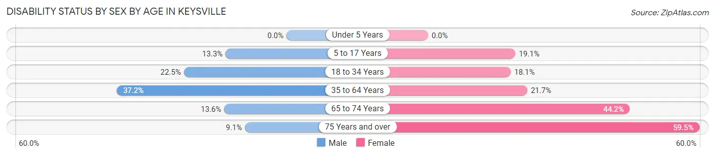 Disability Status by Sex by Age in Keysville