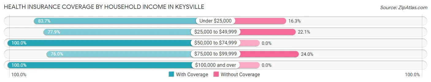 Health Insurance Coverage by Household Income in Keysville