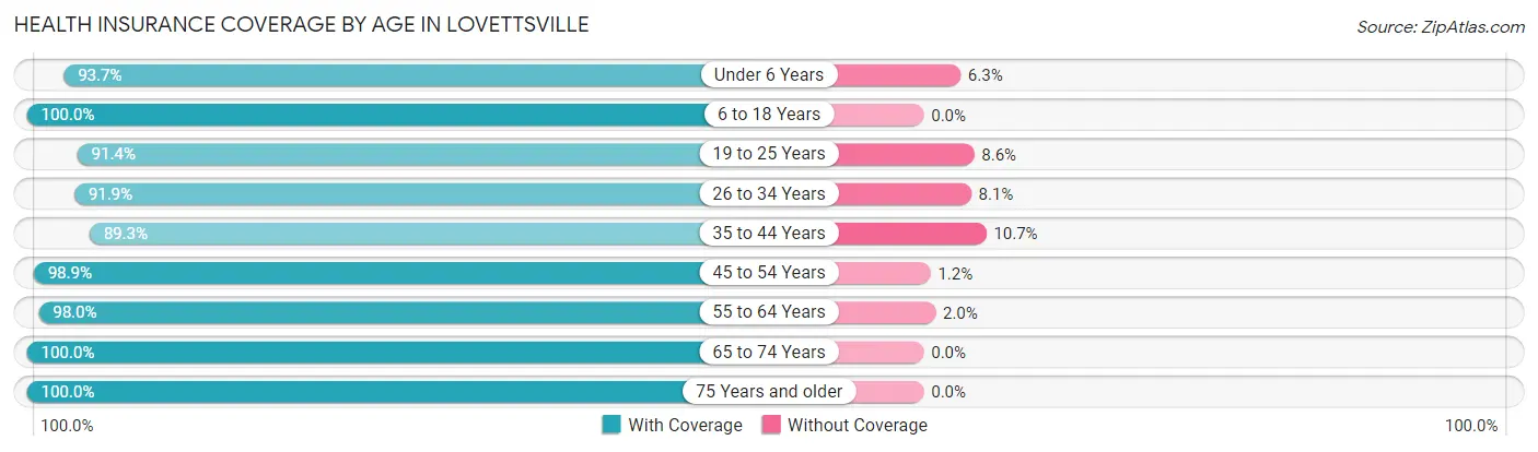 Health Insurance Coverage by Age in Lovettsville