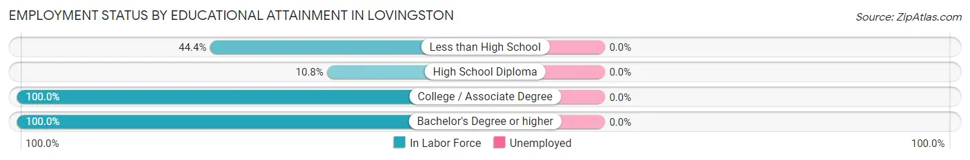 Employment Status by Educational Attainment in Lovingston