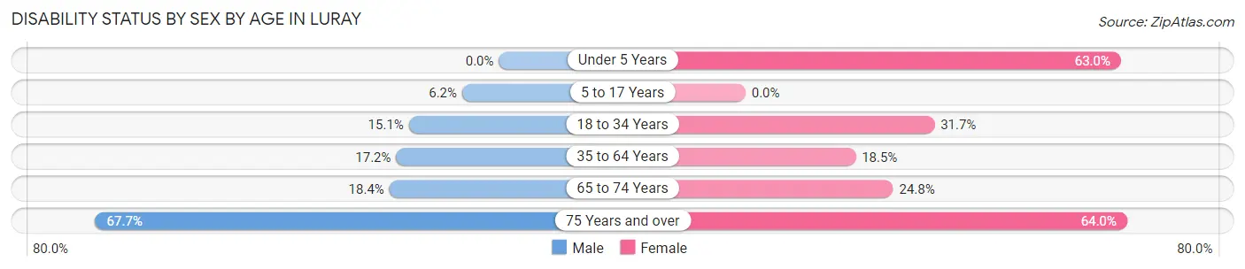 Disability Status by Sex by Age in Luray