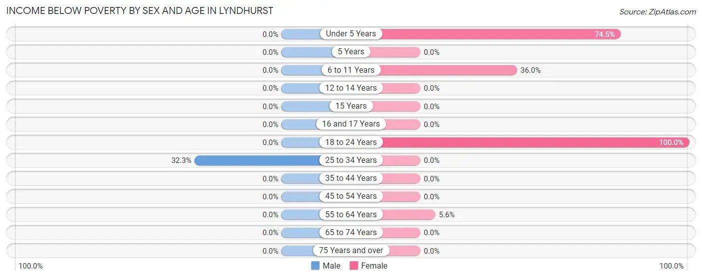 Income Below Poverty by Sex and Age in Lyndhurst