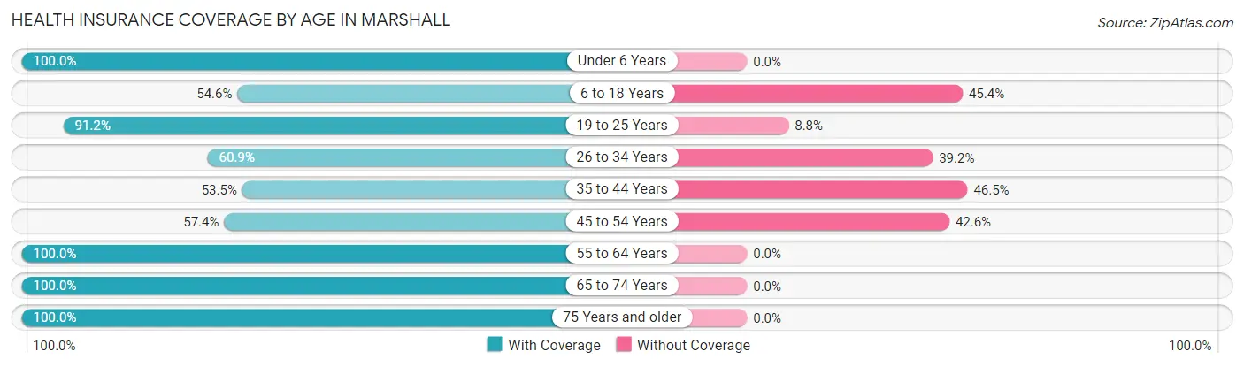 Health Insurance Coverage by Age in Marshall