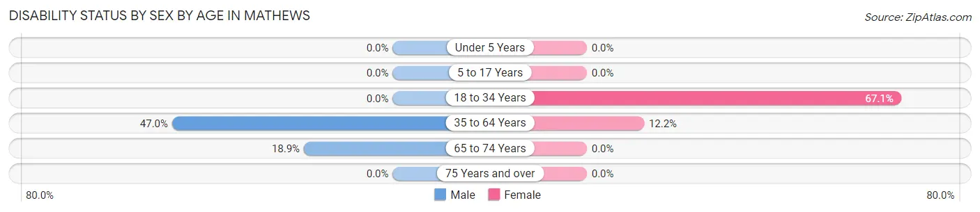 Disability Status by Sex by Age in Mathews