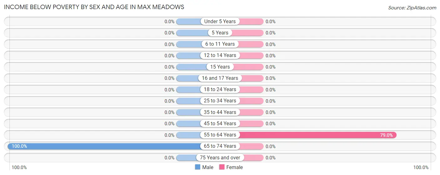 Income Below Poverty by Sex and Age in Max Meadows