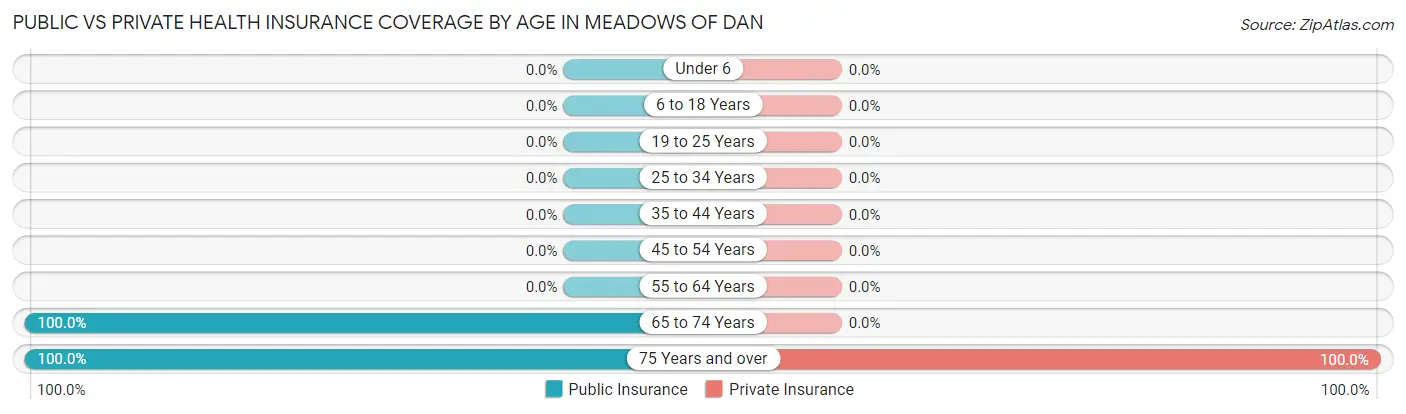 Public vs Private Health Insurance Coverage by Age in Meadows Of Dan