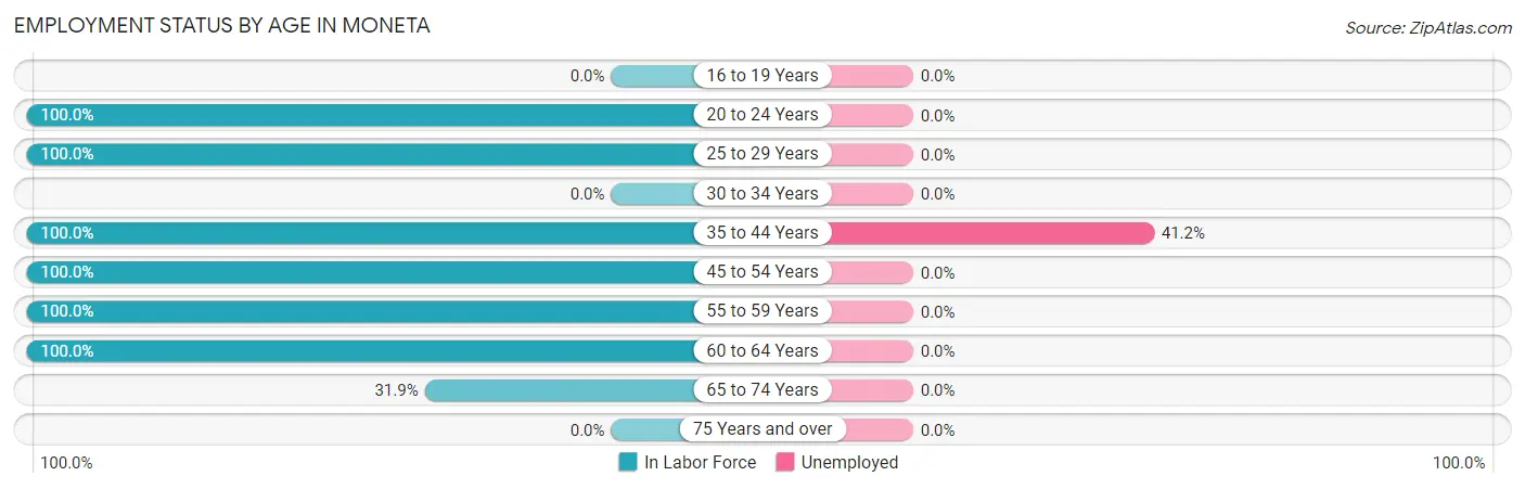 Employment Status by Age in Moneta