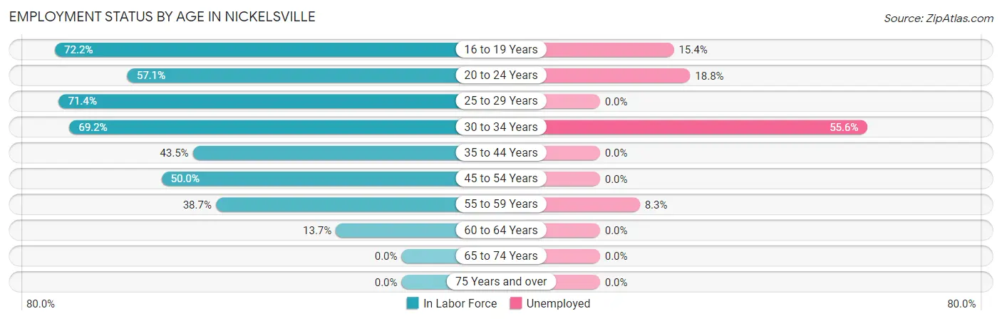 Employment Status by Age in Nickelsville