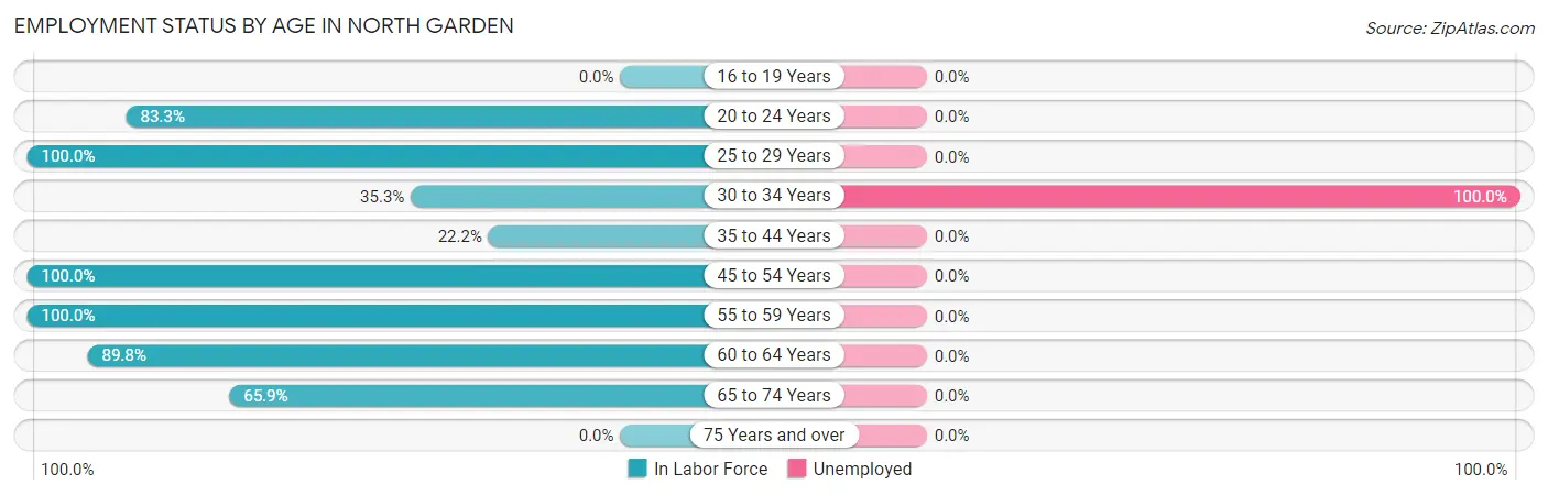 Employment Status by Age in North Garden