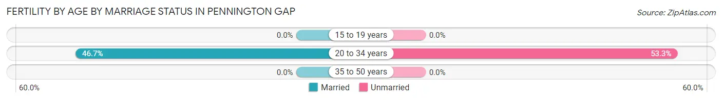 Female Fertility by Age by Marriage Status in Pennington Gap