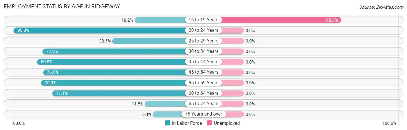 Employment Status by Age in Ridgeway