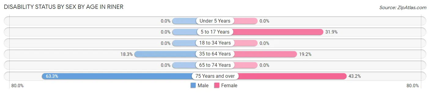 Disability Status by Sex by Age in Riner