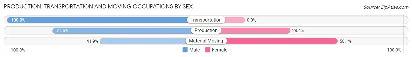 Production, Transportation and Moving Occupations by Sex in Rural Retreat