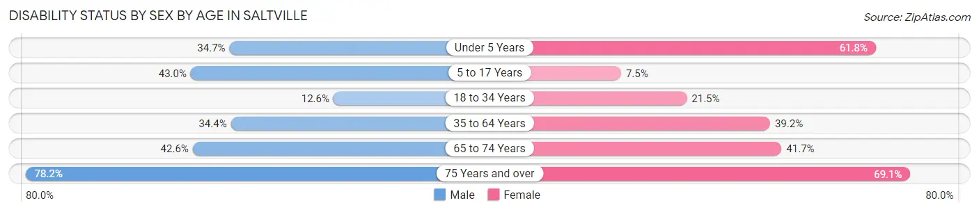Disability Status by Sex by Age in Saltville