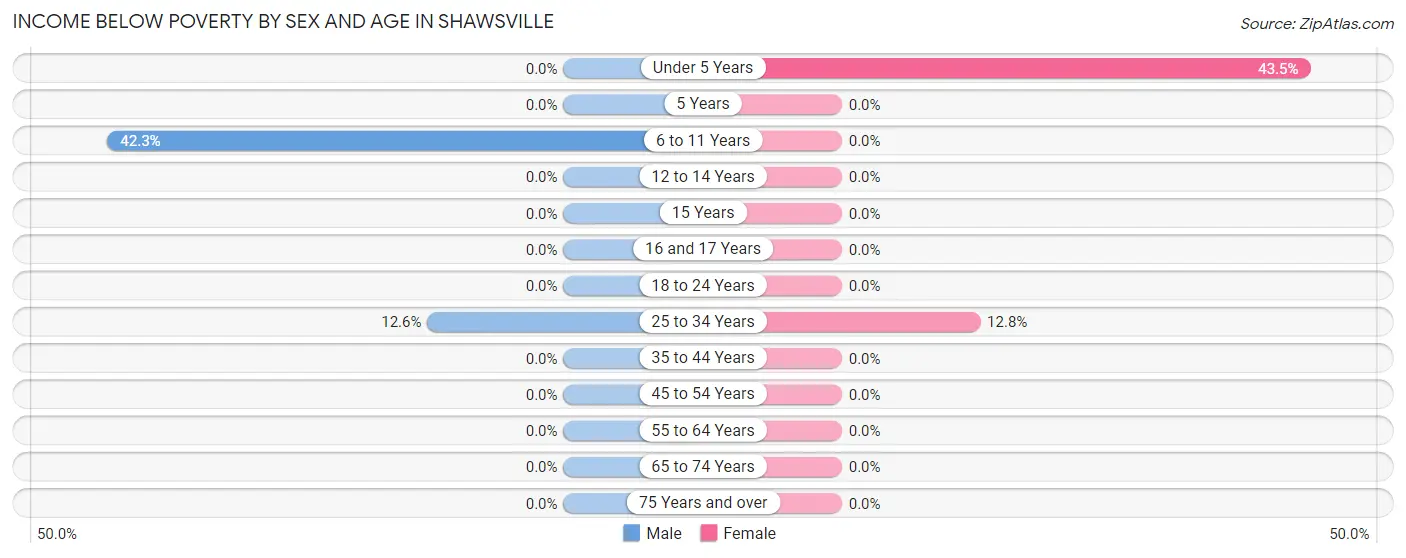 Income Below Poverty by Sex and Age in Shawsville